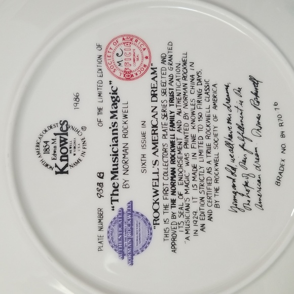 P2f- Knowles Norman Rockwell "The Musician's Magic" 1986 LE Collector's Plate - Picture 7 of 9